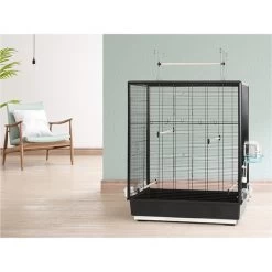 Cage Oiseaux Primo 60 Noir 80x50x115cm -Oiseaux Fournitures Magasin cage oiseaux primo 60 noir 80x50x115cm 12766 vadigran la cage primo 60 est une cage specialement concue pour les petits oiseaux 1 3