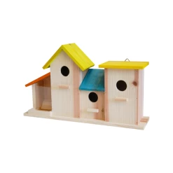 Combi 3 Nichoirs Et 1 Mangeoire Avec Toit De Couleur