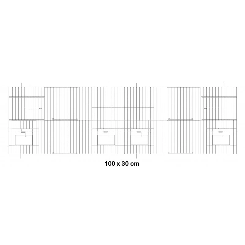 Façade De Cage En Métal Avec Portes Mangeoires 100x30cm - Fauna 3 Façade De Cage En Métal Avec Portes Mangeoires 100x30cm - Fauna