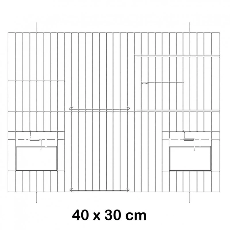 Façade De Cage En Métal Avec Portes Mangeoires 40x30cm - Fauna 3 Façade De Cage En Métal Avec Portes Mangeoires 40x30cm - Fauna