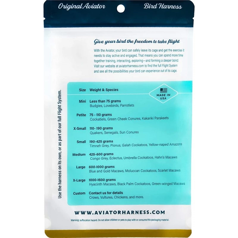Harnais Pour Perroquet AVIATOR Medium Bleu 5 Harnais Pour Perroquet AVIATOR Medium Bleu â Image 3