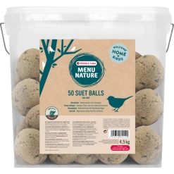 Menu Nature 50 Suet Balls NO Net 4,5kg - Boule Mésanges - Aliment D'hiver Gras (sans Filet, Sans Plastique, Dans Seau)