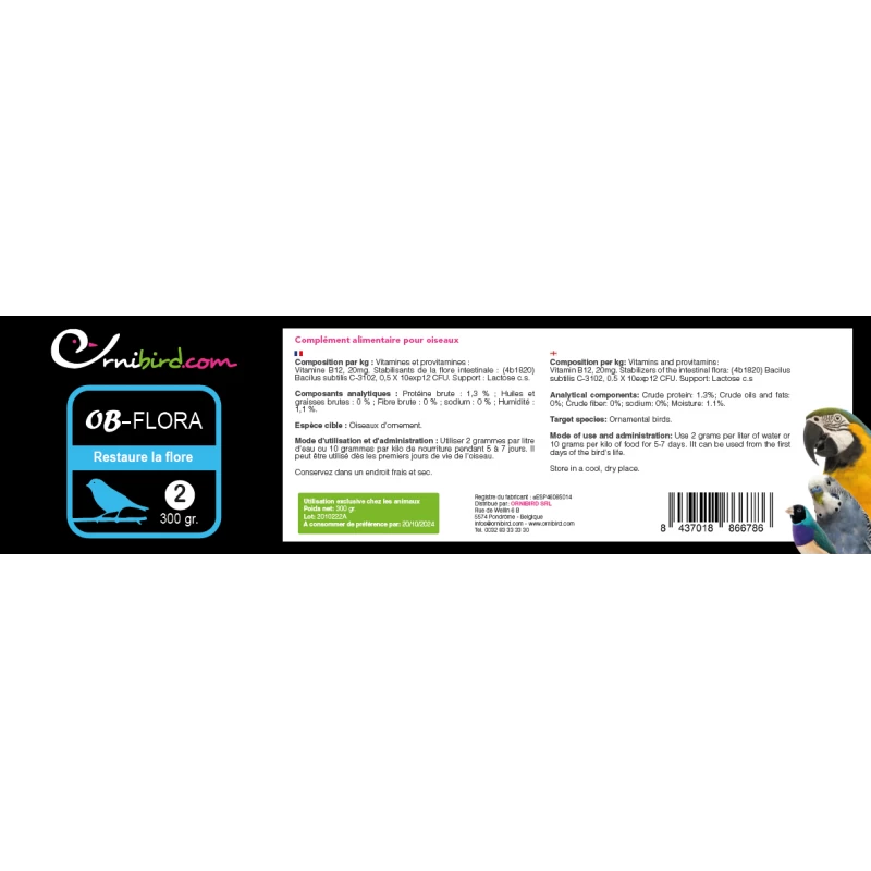 OB-FLORA - Restaure La Flore 300gr - Ornibird.com 4 OB-FLORA - Restaure La Flore 300gr - Ornibird.com – Image 2