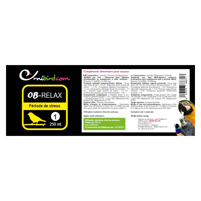 OB-RELAX - Période De Stress 250ml - Ornibird.com 4 OB-RELAX - Période De Stress 250ml - Ornibird.com – Image 2